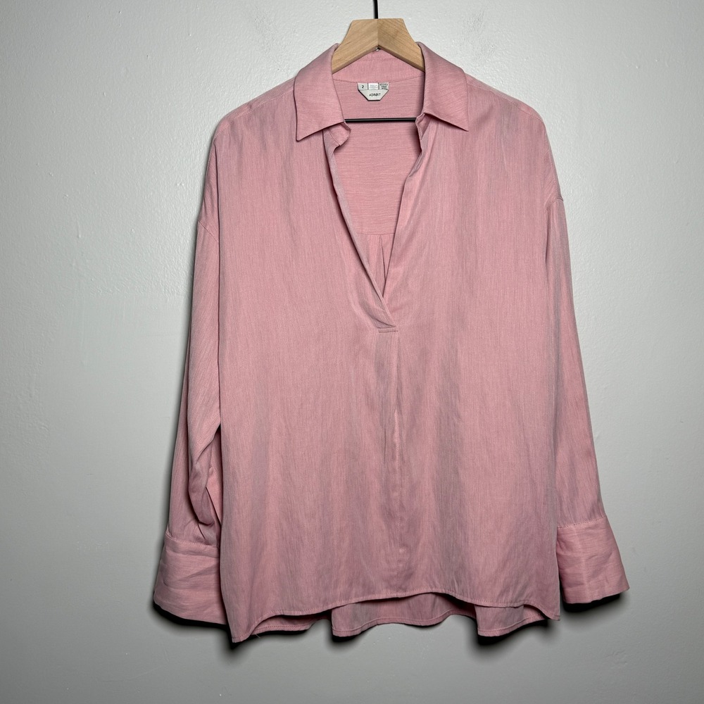 Adroit Womens Blouse‎ Size 2 Pink Popover Sheer